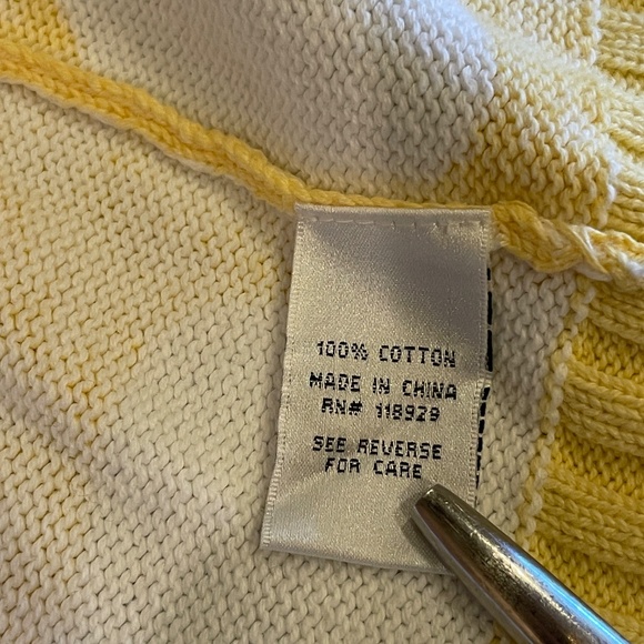 NEW! Bellacolori Yellow White Mock Neck Full Zip Cardigan Sweater Size Small - Picture 9 of 12